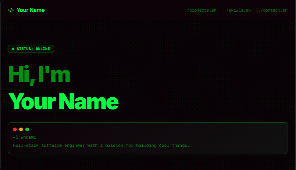 Terminal Coder Template Preview